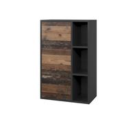 Vicco Etagère Berno, Noir/Ancien Style, 50.1x78.4cm | avec 2 compartiments fermés, adapté au montage mural pour un espace de rangement supplémentaire