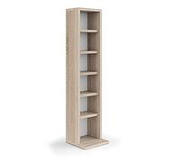 Vicco Étagère CD, Sonoma, 21x91.8cm | avec étagères réglables en hauteur pour un rangement flexible des médias