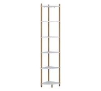 Vicco Étagère d'angle "Bivio", Blanc/Pin 29 x 163.5 cm | avec 6 compartiments de rangement, adapté pour un rangement peu encombrant dans les coins de la pièce