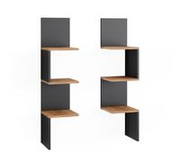 Vicco Étagère d'angle Paolo, Anthracite, 28x116.4cm | Lot de 2, pouvant être monté pour le rangement de livres et d’objets de décoration