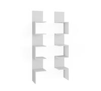 Vicco Étagère d'angle Paolo, Blanc, 28x175.4cm | Lot de 2, pouvant être monté pour le rangement de livres et d’objets de décoration