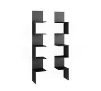Vicco Étagère d'angle "Paolo", Noir 28 x 175.4 cm | Lot de 2, pouvant être monté pour le rangement de livres et d’objets de décoration