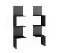 Vicco Étagère d'angle Paolo, Noir, 28x116.4cm | Lot de 2, pouvant être monté pour le rangement de livres et d’objets de décoration