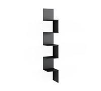 Vicco Étagère d'angle Paolo, Noir, 28x175.4cm avec 5 Compartiments, pouvant être monté pour Le Rangement de Livres et d’Objets de décoration