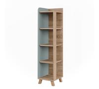 Vicco Étagère de Salle de Bain Karen, Sonoma/Bleu, 30x128cm | avec 4 compartiments, pour le rangement des accessoires de salle de bain et combinable
