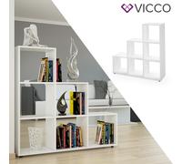 Vicco Étagère escalier cloison de séparation 6 compartiments 105 cm Blanc