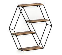 Vicco Étagère Fyrk, Bois Antique, 51x52cm | Forme d'angle, pour montage mural avec quatre compartiments de rangement ouverts