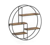 Vicco Étagère Fyrk, Bois Antique, 55x55cm Rond, pour Montage Mural avec Quatre Compartiments de Rangement Ouverts