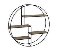 Vicco Étagère "Fyrk", Chêne 55 x 55 cm | Rond, pour montage mural avec quatre compartiments de rangement ouverts