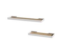 Vicco étagère Murale Erni, Chêne Blanc/Force de l'or, 60x3cm | Lot de 2, pour le rangement et la présentation d’objets