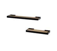 Vicco étagère Murale Erni, Noir/chêne, 60x3cm | Lot de 2, pour le rangement et la présentation d’objets