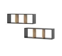 Vicco Étagère Murale Tomy, Anthracite/chêne doré, 90x30cm | Lot de 2, pour montage mural de livres et objets de décoration