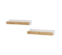 Vicco Étagère Murale Tomy, Chêne Blanc/Force de l'or, 60x10cm | Lot de 2, adapté au montage mural pour livres et objets de décoration