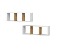 Vicco Étagère Murale Tomy, Chêne Blanc/Force de l'or, 90x30cm | Lot de 2, pour montage mural de livres et objets de décoration