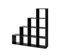 Vicco Étagère, Noir, 142.5x140cm | utilisable comme séparateur d’espace à structure en forme d’échelle