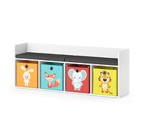 Vicco Étagère pour Enfants Luigi, Blanc, 31.2x53.4cm | avec 4 boîtes pliantes opt.1, convient pour le rangement des jouets et des livres