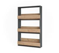 Vicco étagère pour Verres à vin Repose, Chêne doré/Anthracite, 60x98cm | pour montage mural avec supports pour jusqu'à 8 verres à vin
