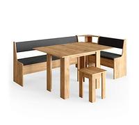Vicco Groupe de banquettes d'angle Roman, Chêne doré, 210x120cm | avec table, adapté à une installation d’angle dans les cuisines et les salles à manger