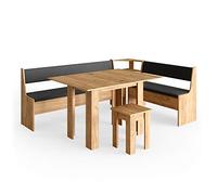 Vicco Groupe de banquettes d'angle Roman, Chêne doré, 210x150cm | avec table, adapté à une installation d’angle dans les cuisines et les salles à manger