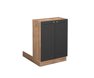Vicco Îlot de Cuisine Fame-Line, Anthracite-Or, 60cm | Façade en MDF · 1 Tablette · Pieds réglables en hauteur · Poignées en métal · Fermeture douce