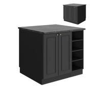 Vicco Îlot de Cuisine Fame-Line, Anthrazit-Gold Landhaus, 90cm | Façade en MDF · 6 Tablettes · Pieds réglables en hauteur · Poignées en métal · Fermeture douce
