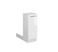 Vicco Îlot de Cuisine Fame-Line, Blanc Haute Brillance, 30cm | Façade en MDF · 1 Tablette · Pieds réglables en hauteur · Poignées en métal · Fermeture douce
