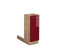 Vicco Îlot de Cuisine Fame-Line, Bordeaux Haute Brillance, 30cm | Façade en MDF · 1 Tablette · Pieds réglables en hauteur · Poignées en métal · Fermeture douce