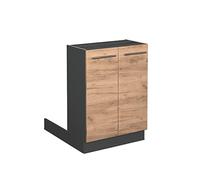 Vicco Îlot de Cuisine Fame-Line, Chêne doré, 60cm | 2 Portes · 1 Tablette · Pieds réglables en hauteur · Poignées en métal · Fermeture douce