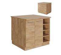 Vicco Îlot de Cuisine Fame-Line, Chêne doré, 90cm | 4 Modules · 6 Tablettes · Pieds réglables en hauteur · Poignées en métal · Fermeture douce
