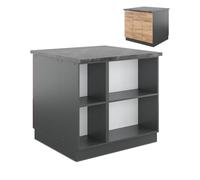 Vicco Îlot de Cuisine Fame-Line, Chêne doré/Anthracite, 90cm | Coulisses métalliques à extension totale · 2 Tablettes · Pieds réglables en hauteur · Poignées en métal