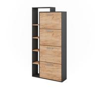 Vicco Le basculeur à chaussures Orlando Chêne doré/anthracite 80x166.1cm | avec 4 compartiments, pour le rangement et l’organisation des chaussures dans l’entrée