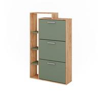 Vicco Le basculeur à chaussures Orlando Force d'or Chêne/Vert 80x128.3cm | avec 3 compartiments, pour le rangement et l’organisation des chaussures