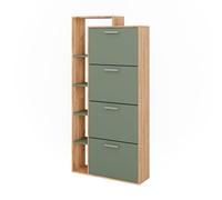 Vicco Le basculeur à chaussures Orlando Force d'or Chêne/Vert 80x166.1cm | avec 4 compartiments, pour le rangement et l’organisation des chaussures dans l’entrée