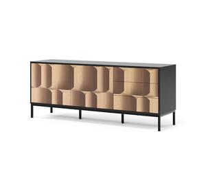 Vicco Lowboard Eliza, Noir/chêne, 150x60cm | avec 3 tiroirs, utilisable comme espace de rangement et comme support pour téléviseur