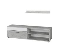 Vicco Lowboard & étagère Berno, Béton/Blanc, avec 1 Rabat, adapté au Montage Mural pour téléviseurs jusqu'à 65 Pouces