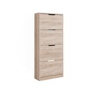 Vicco Meuble à chaussure Luca, Sonoma, 59x137cm avec 4 tiroirs rabattables