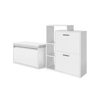 Vicco Meuble à chaussure Orlando Blanc | 2 parties, avec banc, utilisable pour le rangement des chaussures et comme siège