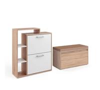 Vicco Meuble à chaussure Orlando Sonoma | 2 parties, avec banc, utilisable pour le rangement des chaussures et comme siège