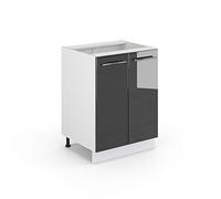 Vicco Meuble Bas de Cuisine Fame-Line, Anthracite Haute Brillance, 60cm sans PT, à Combiner avec d'autres modules de la série Fame-Line