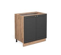 Vicco Meuble Bas de Cuisine Fame-Line, Anthrazit-Gold Landhaus/Chêne doré 80 cm