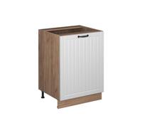 Vicco Meuble Bas de Cuisine Fame-Line, Blanc Campagne/Chêne de Force doré, 60cm 1 Porte sans Plan de Travail