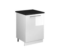 Vicco Meuble Bas de Cuisine Fame-Line, Blanc Haute Brillance/Blanc, 60cm