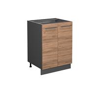 Vicco Meuble Bas de Cuisine Fame-Line, Chêne doré, 60cm | 2 Portes · Sans plan de travail · Pieds réglables en hauteur · Poignées en métal · Fermeture douce