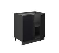 Vicco Meuble Bas de Cuisine Fame-Line, Noir rayé/Anthracite 80 cm | Façade en MDF · Plan de travail incl. · Pieds réglables en hauteur · Poignées en métal · Fermeture douce