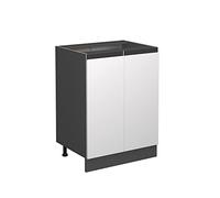 Vicco Meuble Bas de Cuisine R-Line, Blanc, 60cm | 2 Portes · Sans plan de travail · Pieds réglables en hauteur · 1 Tablette · Librement combinable