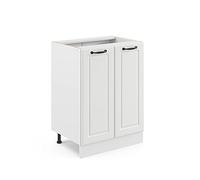 Vicco Meuble bas de cuisine "R-Line", Blanc campagne/Blanc 60 cm | Façade en MDF · Sans plan de travail · Pieds réglables en hauteur · 1 Tablette · Librement combinable