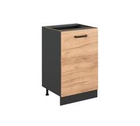 Vicco Meuble Bas de Cuisine R-Line, Chêne doré/Anthracite 50 cm | 1 Porte · Sans plan de travail · Pieds réglables en hauteur · 1 Tablette · Librement combinable