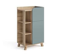 Vicco Meuble Bas Karen, Sonoma/Bleu, 50x90cm | avec porte et tiroir, convient pour le rangement des accessoires de salle de bain et des serviettes
