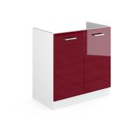 Meuble bas pour l'évier Vicco R-Line Rouge bordeaux Haute brillance 80cm avec portes, sans PT, Model 41932