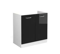 Meuble bas pour l'évier Vicco R-Line Noir Haute brillance 80cm avec portes, sans PT, Model 41942